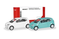 Herpa 014373 - H0 - VW Up! - weiß/türkis (2 Stück) - Bausatz